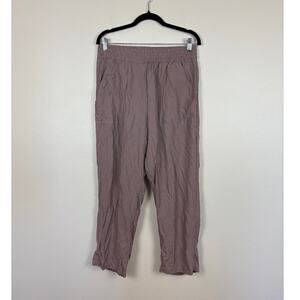 Dame Sustainable Pin Stripe Organic Silk Coastal Grandma Comfy Pants Large